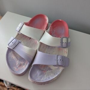 Women's Birkenstock Arizona EVA Sandals Size 40 Narrow Pink Purple Marble